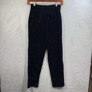 Vintage Gantos Black Crushed Velvet High Rise Tapered Leg Pants Size 10